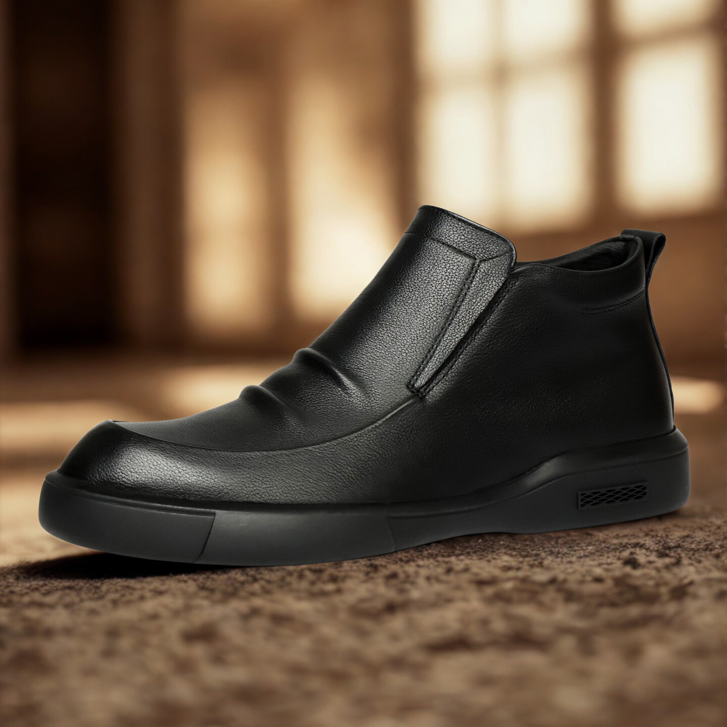 冬季拉链加棉保暖休闲高帮皮鞋