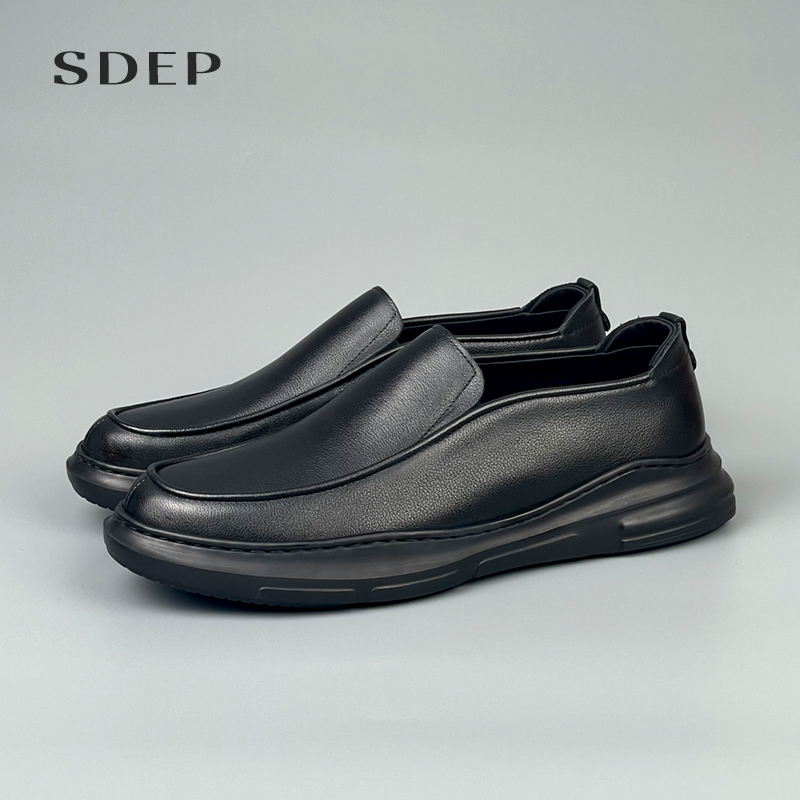 软皮实心软底轻便商务休闲皮鞋子