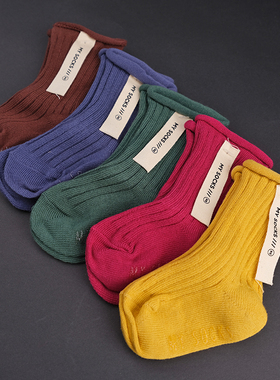 韩国原装进口Yoi男女童宝宝坑条纹短袜套装春秋防滑小腿袜