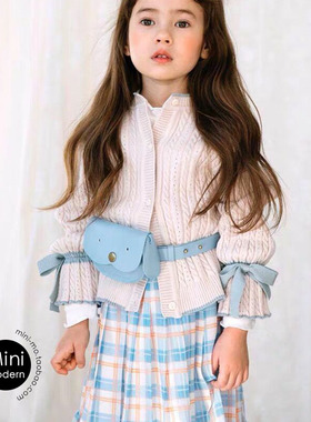 韩国进口puell春夏女童薄款棉麻空调开衫 公主裙蕾丝针织衫防晒服