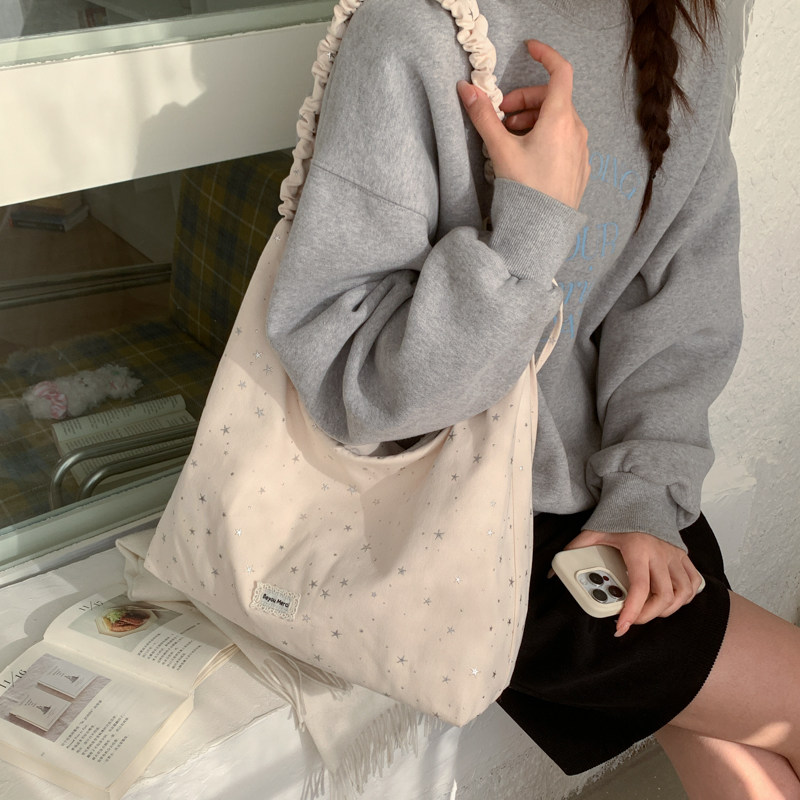 韩系波点帆布包女2026新款大容量学院风通勤托特包百搭休闲单肩包,箱包皮具/热销女包/男包,通用款女包,淘宝优惠券,粉丝福利购,淘宝优惠卷