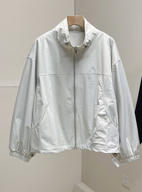 韩版复古风立领户外拉链开衫外套女宽松慵懒bf中性风风衣夹克秋季