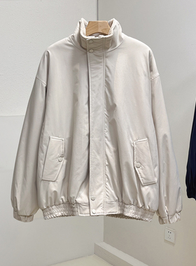 加绒加厚内里羊羔绒小立领翻领棉服派克服女冬季新款棉衣外套上衣