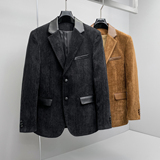 2026新款春秋季小西装拼皮料男韩版四季便西装潮流23699p180，男装西服，电商D222