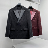 2026春秋季小西装拼皮料男韩版四季便西装潮流23695p180，男装西服，电商D222