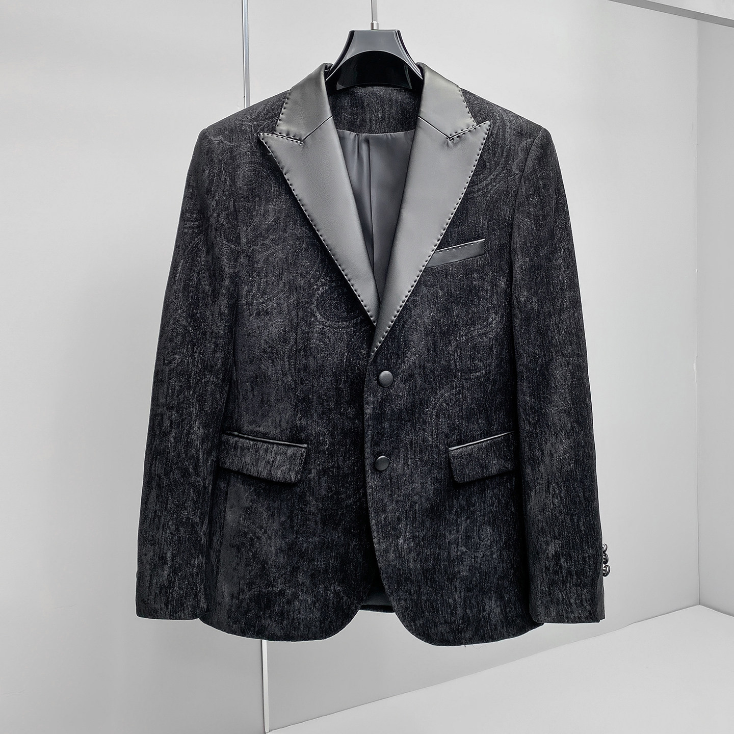 2026新款春秋季小西装拼皮料男韩版四季便西装潮流26708p185，男装西服，电商D222