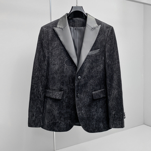 2026新款春秋季小西装拼皮料男韩版四季便西装潮流26708p185，男装西服，电商D222