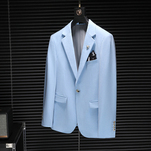 D222春秋新款蓝色小西装男休闲便西服四季外套1205-12P175图片