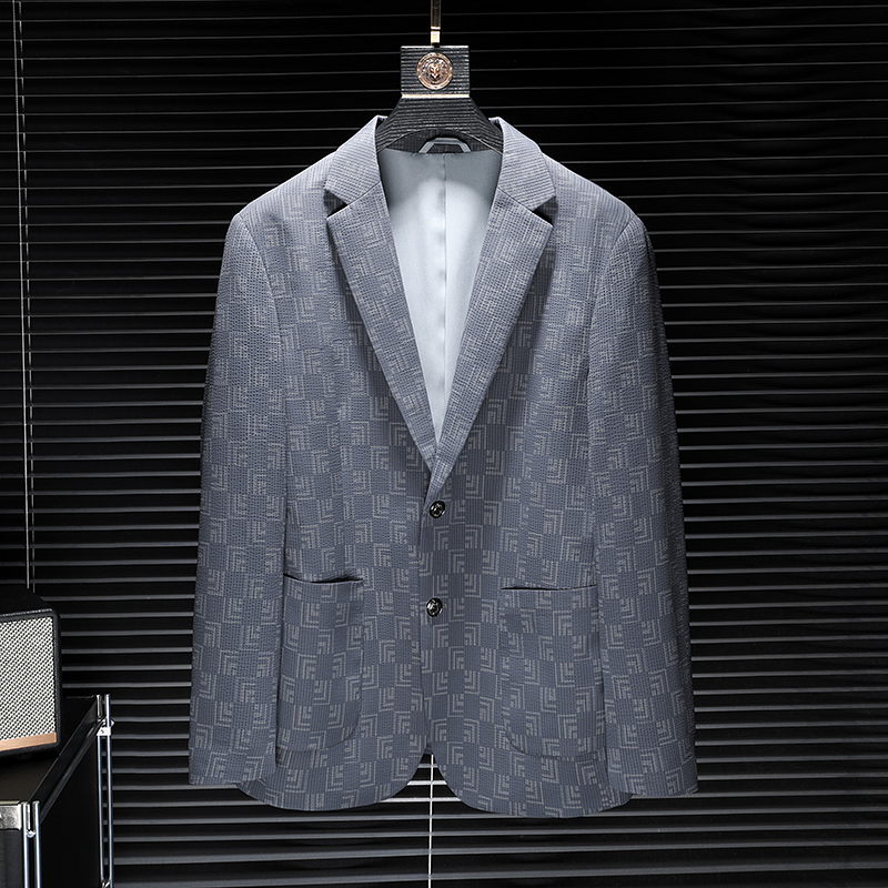 2025春秋新款压花小西装男休闲便西服四季外套B3306P175，男装西服，电商D222