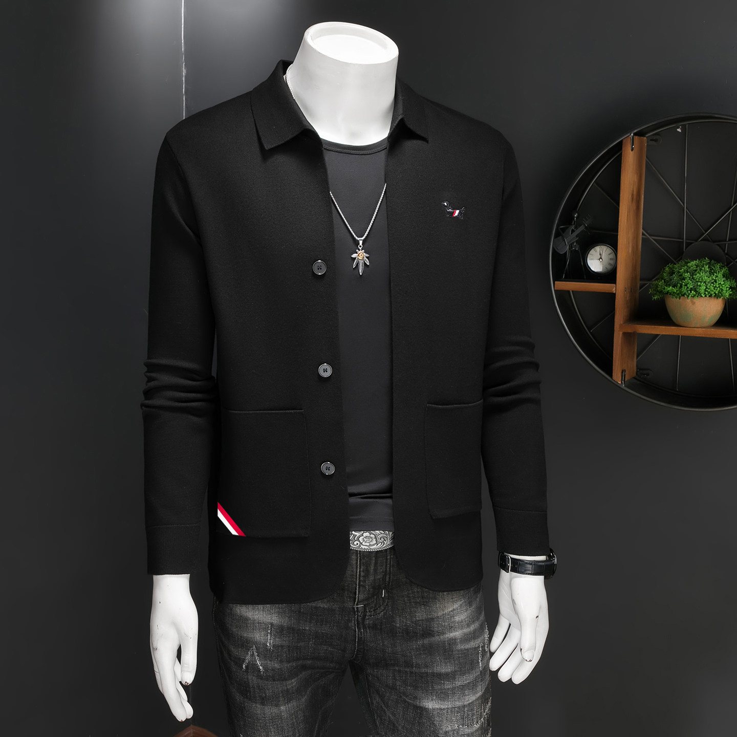 森林猎人2026秋冬男羊毛开衫羊毛衫外穿针织衫毛衣6368p155,男装针织衫/毛衣,电商D222