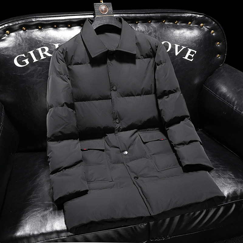 2022新款白鸭绒羽绒服冬装长款男翻领羽绒外套8701p325图片