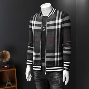 2025秋冬男开衫加厚拉链毛衣羊毛衫针织衫格子大货98126p165图片