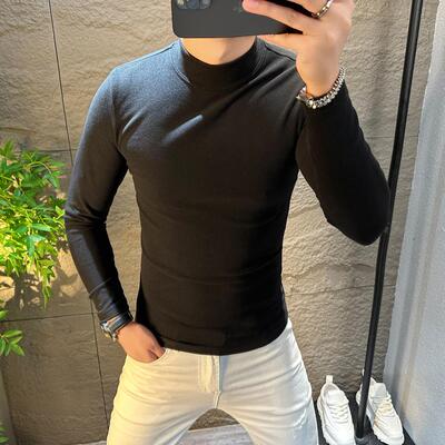 秋季商务休闲内搭纯棉打底衫男士