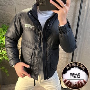 2025新款欧货短款羽绒服男立领修身加厚保暖青年时尚冬季羽绒外套
