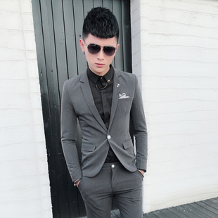 2024精神春秋小西装男士西服青年韩版帅气修身英伦外套男款单上衣