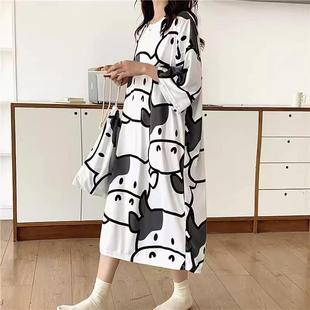 短袖 日系ins风卡通睡衣女夏季 睡裙女夏天外穿孕妇学生可爱家居服