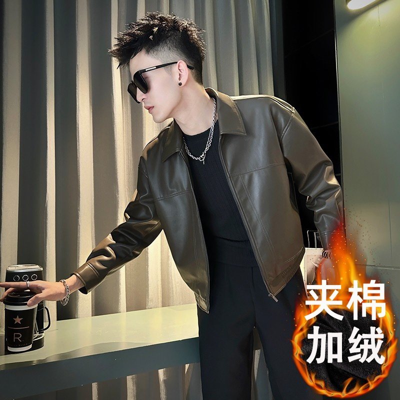 痞帅炸街皮衣男潮流夹克短款上衣2026新款秋冬加厚高级感潮牌外套