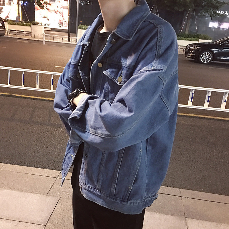 春秋季新款港风chic外套男士韩版学生宽松潮流休闲bf风牛仔夹克男