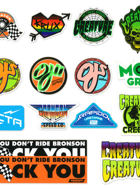 NHS贴纸Bronson/Creature/KRUX/OJ/RICTA滑板品牌防水透明丝印