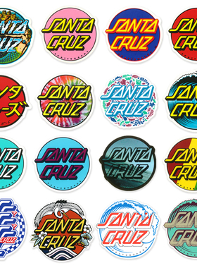 SANTACRUZ滑板品牌贴纸欧美街头潮流鬼手陆冲镭射透明防水冲浪