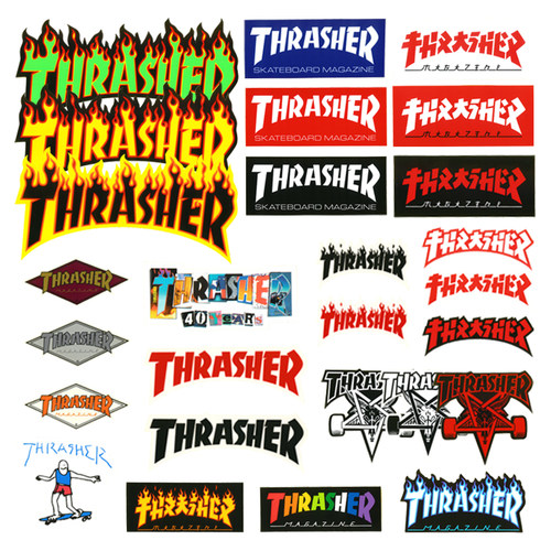 火焰字体贴纸THRASHER滑板品牌