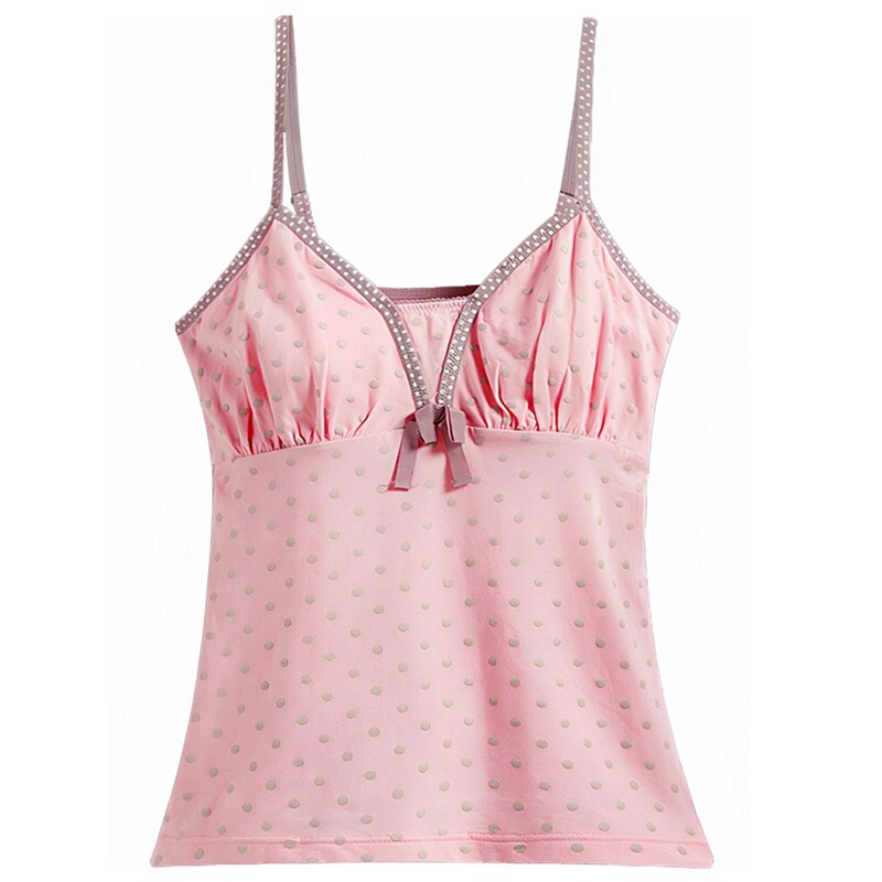 日系甜美修身免文胸舒适无钢圈吊带纯棉针织打底衫显瘦OL