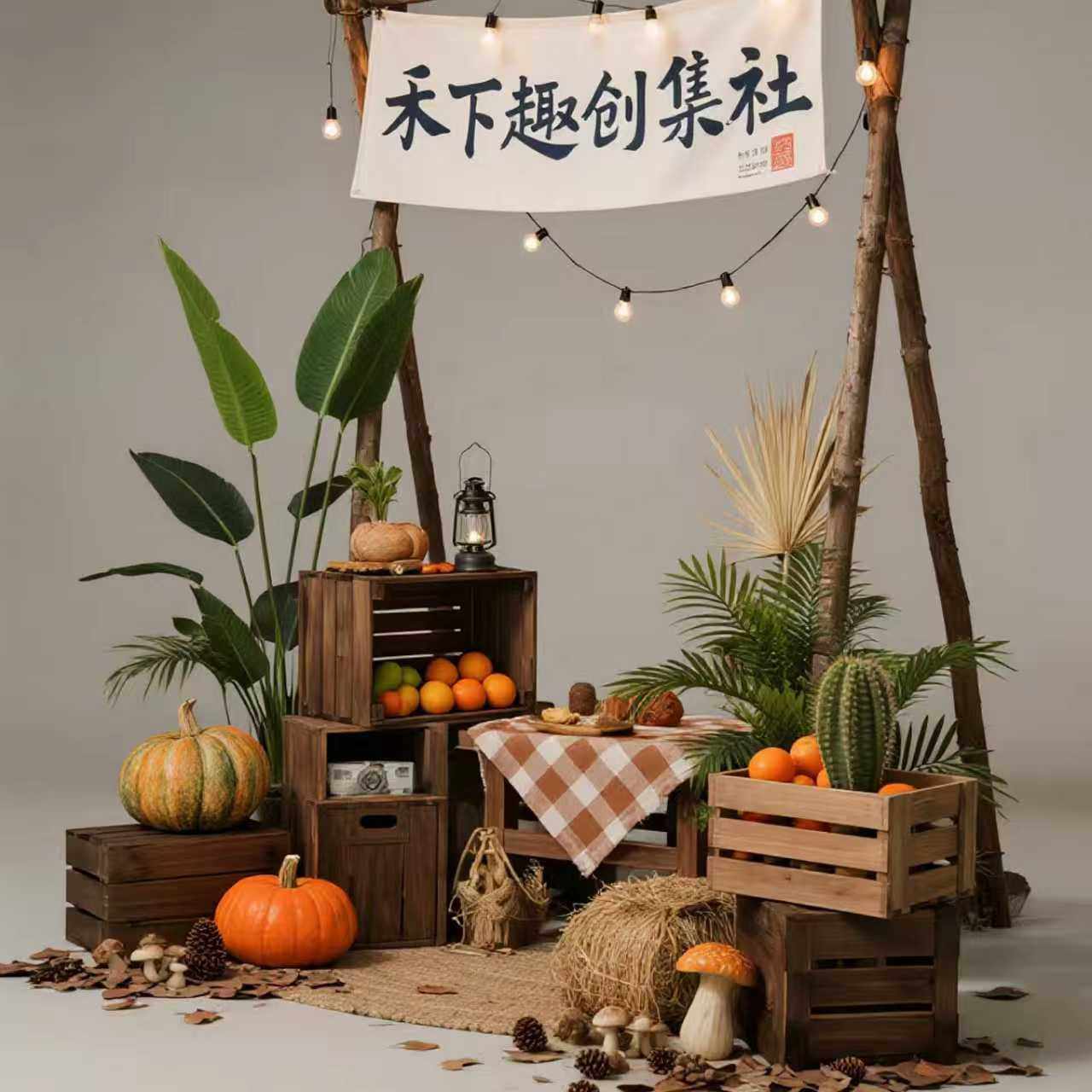 复古实木储物箱超市陈列装饰道具长方形木质木条箱收纳箱红酒箱