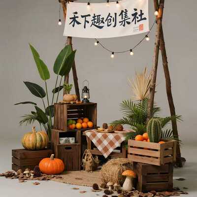 实木木箱超市陈列道具长方形木箱