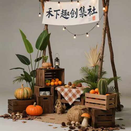 实木木箱超市陈列道具长方形木箱