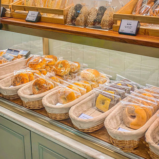 北欧风烘焙面包篮柳条水果零食鸡蛋篮馍筐椭圆形编织收纳筐竹编蓝