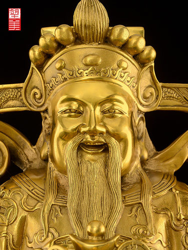 黄铜财神爷摆件家用供奉神像办公室店铺开业比干文财神爷佛像大号