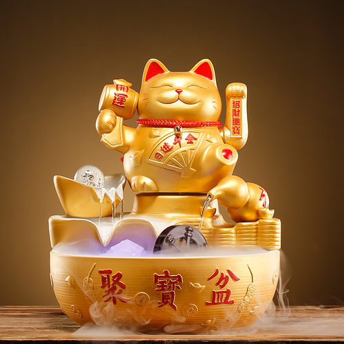 摇手招财猫流水招财摆件收银台客厅桌面店铺开业乔迁礼品工艺品