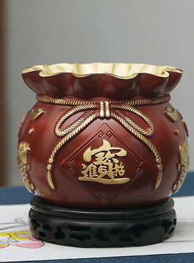 聚宝盆全铜家用玄关门厅零钱罐吉祥摆件钱袋子开业礼品工艺装饰品