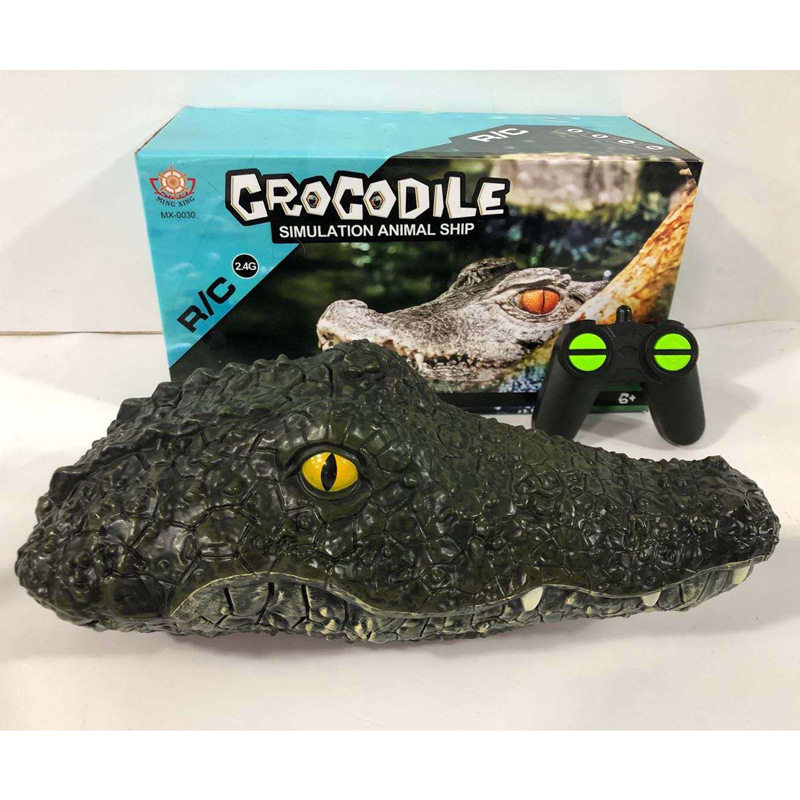厂家直售亚马逊跨境仿真鳄鱼头遥控船高速快艇超防水儿童电动玩具