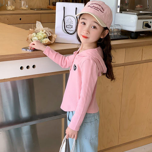 中小童彩扣修身连帽打底衫
