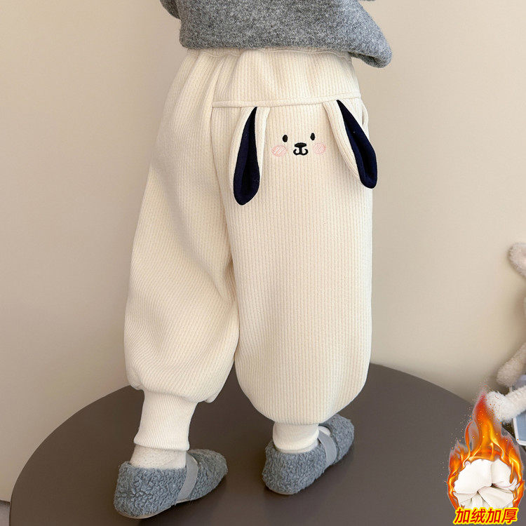 女童兔子耳朵束脚裤2025新款女宝中小童加厚一体绒洋气休闲加绒裤,童装/婴儿装/亲子装,运动裤卫裤,淘宝优惠券,粉丝福利购,淘宝优惠卷