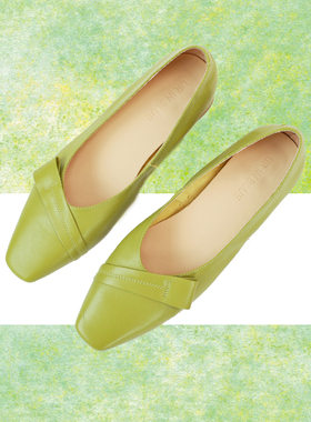 自然而蓝丨枝头一抹春绿 简约舒适小方头女单鞋 25春季新品 自制