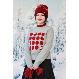 自然而蓝丨圣诞季 自制 苹果乐园 套头毛衣 冬季新品