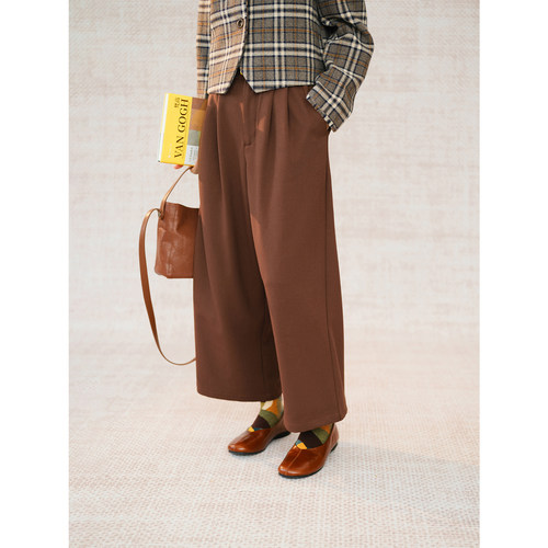 自然而蓝丨经典棕色 通勤推荐 直筒阔腿裤 原创自制