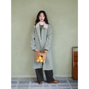 文艺中长大衣 色织羊毛面料 原创自制 梦境 自然而蓝｜绿