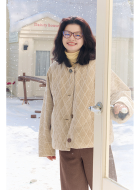 自然而蓝 | 鹅绒 通勤好穿易打理 菱形格纹羽绒服  25冬季新品