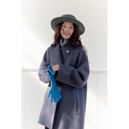 羊毛桑蚕丝复古小个子双面呢大衣