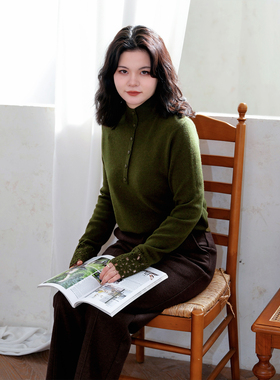 自然而蓝｜天然羊毛 通勤显瘦 两色镂空针织上衣 25冬季新品