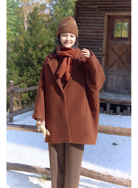 自然而蓝｜焦糖  复古文艺优雅中长毛呢外套  25春季 原创自制