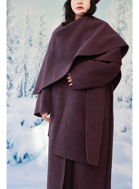 自然而蓝｜天然羊毛 干枯玫瑰 气质羊毛双面呢披肩 25冬季新品