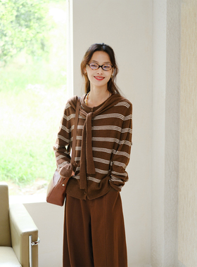 自然而蓝｜通勤好搭配 手感软糯的羊毛两色条纹针织衫 25秋季新品