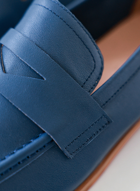 自然而蓝｜步履 简约舒适通勤圆头乐福单鞋  自制 25秋季新品