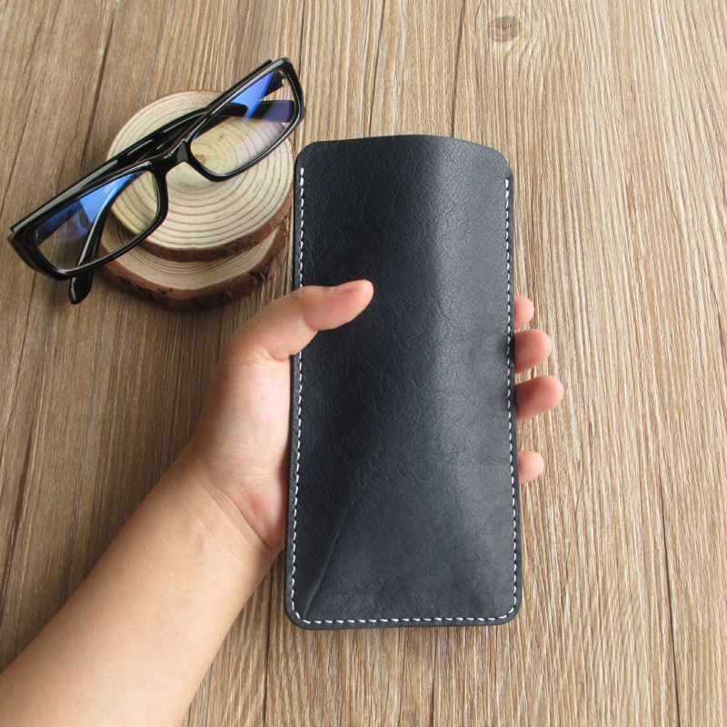 手工头层牛皮眼镜盒真皮墨镜包