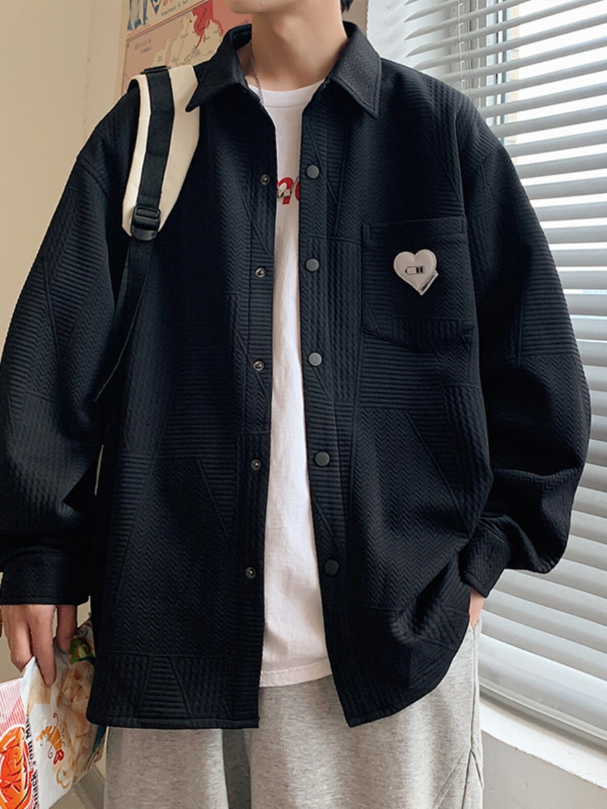 Kazuki Kuraishi trendy brand casual long-sleeved shirt men's spring and autumn new loose retro handsome lapel jacket jacket