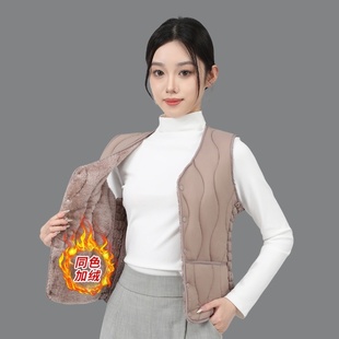 百搭内胆 v领坎肩修身 2025新款 秋冬羽绒棉马甲女加绒加厚保暖短款